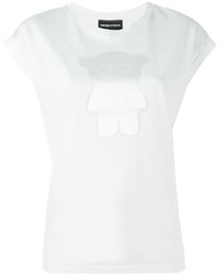 Женская белая футболка с принтом от Emporio Armani