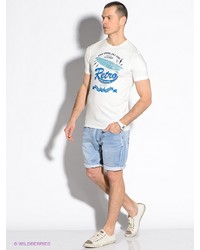 Мужская белая футболка с принтом от F5