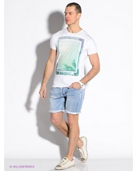 Мужская белая футболка с принтом от F5