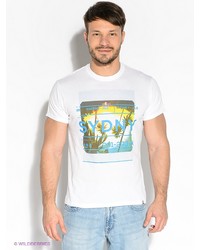 Мужская белая футболка с принтом от F5