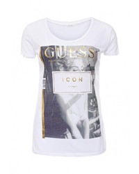 Женская белая футболка с принтом от Guess Jeans