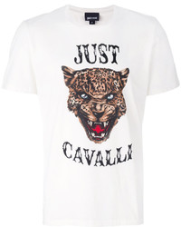 Мужская белая футболка с принтом от Just Cavalli
