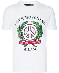 Мужская белая футболка с принтом от Love Moschino