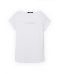 Женская белая футболка с принтом от Mango