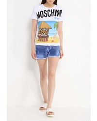 Женская белая футболка с принтом от Moschino