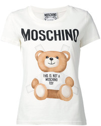 Женская белая футболка с принтом от Moschino