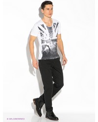 Мужская белая футболка с принтом от Oodji