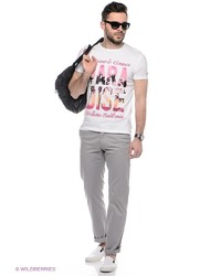 Мужская белая футболка с принтом от Oodji