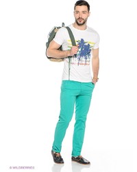 Мужская белая футболка с принтом от Oodji