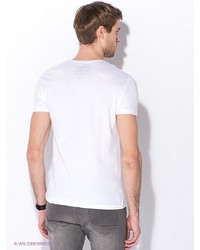 Мужская белая футболка с принтом от Oodji