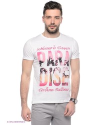 Мужская белая футболка с принтом от Oodji