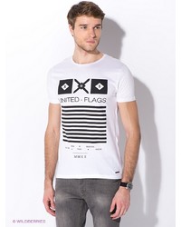 Мужская белая футболка с принтом от Oodji