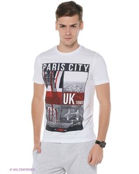 Мужская белая футболка с принтом от Oodji