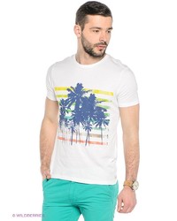 Мужская белая футболка с принтом от Oodji