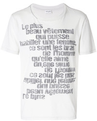 Мужская белая футболка с принтом от Saint Laurent