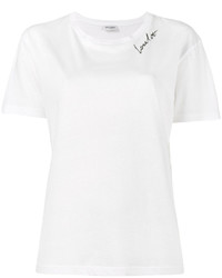 Женская белая футболка с принтом от Saint Laurent