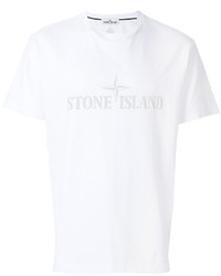 Мужская белая футболка с принтом от Stone Island