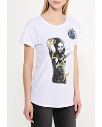 Женская белая футболка с принтом от Tom Farr