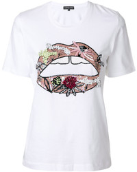 Женская белая футболка с украшением от Markus Lupfer