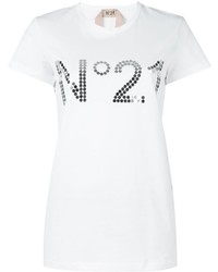 Женская белая футболка с украшением от No.21