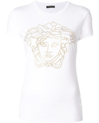 Женская белая футболка с украшением от Versace