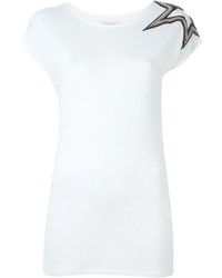 Женская белая футболка со звездами от PIERRE BALMAIN
