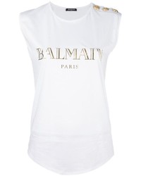 Женская белая футболка от Balmain