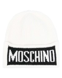 Мужская белая шапка с принтом от Moschino