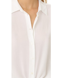 Белая шелковая блуза на пуговицах от Equipment