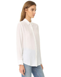 Белая шелковая блуза на пуговицах от Equipment
