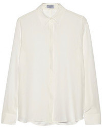 Белая шелковая блуза на пуговицах от Frame Denim