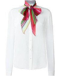 Белая шелковая блуза на пуговицах от Mary Katrantzou