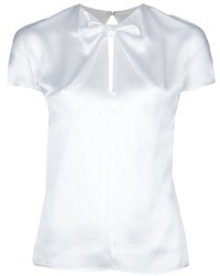 Белая шелковая блуза с коротким рукавом от Balmain