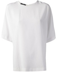 Белая шелковая блуза с коротким рукавом от Dolce & Gabbana