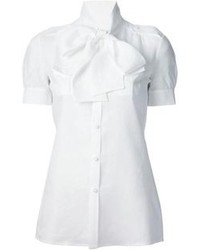 Белая шелковая блуза с коротким рукавом от DSquared