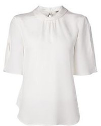 Белая шелковая блуза с коротким рукавом от L'Agence