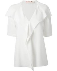 Белая шелковая блуза с коротким рукавом от Marni