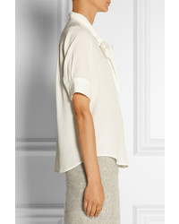 Белая шелковая блуза с коротким рукавом от Marc Jacobs