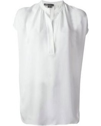 Белая шелковая блуза с коротким рукавом от Vince