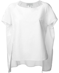 Белая шелковая блуза с коротким рукавом