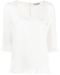 Белая шелковая блузка c бахромой от Etro