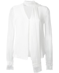 Белая шелковая блузка c бахромой от JONATHAN SIMKHAI
