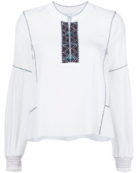 Белая шелковая блузка с вышивкой от Derek Lam 10 Crosby