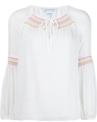 Белая шелковая блузка с вышивкой от Diane von Furstenberg