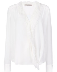 Белая шелковая блузка с вышивкой от Ermanno Scervino