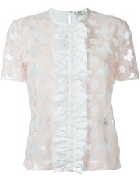 Белая шелковая блузка с вышивкой от Fendi