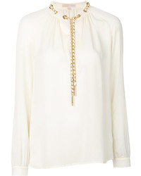Белая шелковая блузка с вышивкой от MICHAEL Michael Kors