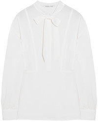 Белая шелковая блузка с длинным рукавом от Agnona