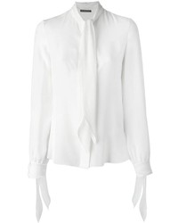 Белая шелковая блузка с длинным рукавом от Alexander McQueen