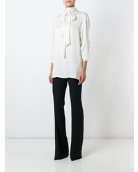 Белая шелковая блузка с длинным рукавом от Lanvin